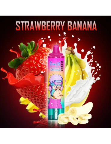 Tornado 15000 puffs Strawberry Banana 20mg - RandM Disposable Vape