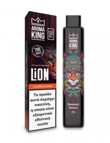 Aroma King Pod Cartridge Lion Strawberry Banana 20mg 700puffs Expiration Date 01.05.25.
