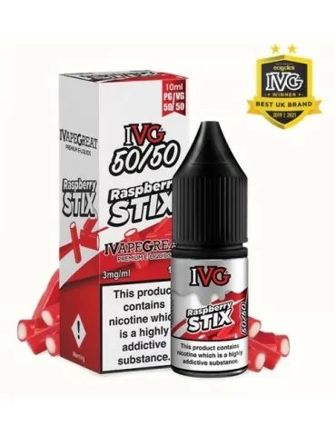 IVG Raspberry Stix 50:50 10ml 3mg Nicotine E-liquid