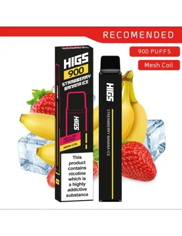 HIGS XL 900 puffs Strawberry Banana Ice Mesh-Coil 20mg Jednorázové Elektronická cigareta