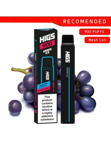 HIGS XL 900puffs ZERO Nicotine Grape Ice Mesh-Coil Jednorázové Elektronická cigareta