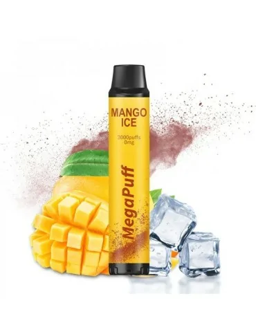 EXPIRED BY 27.06.24. 3000 Puffs Mango Ice ZERO NICOTINE 0mg - MegaPuff Disposable Vape