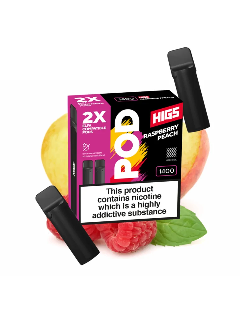 Dive into Luscious Paradise with HIGS Vape Pod Cartridge - Raspberry Peach