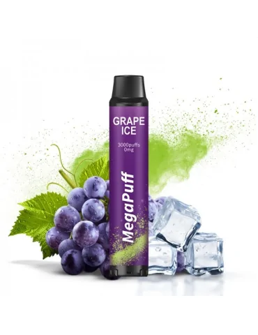 3000 Puffs Grape Ice ZERO NICOTINE 0mg - MegaPuff Disposable Vape