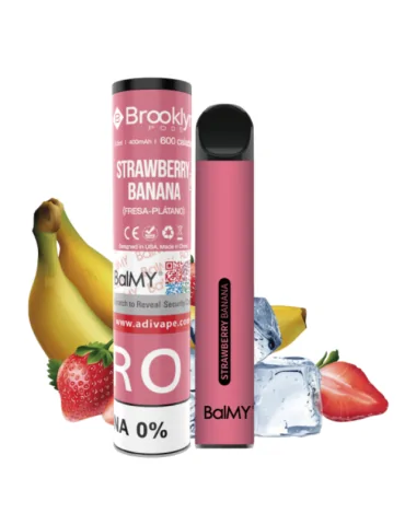 Balmy Strawberry Banana 20mg 600puffs Disposable Vape EXPIRATION DATE 1.07.24.