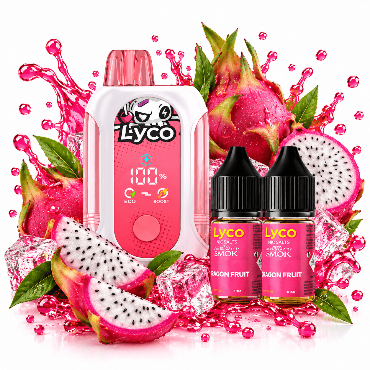 Lyco Mini Box Dragon Fruit 80K + 2 E-liquids 20mg Smok Disposable Vape