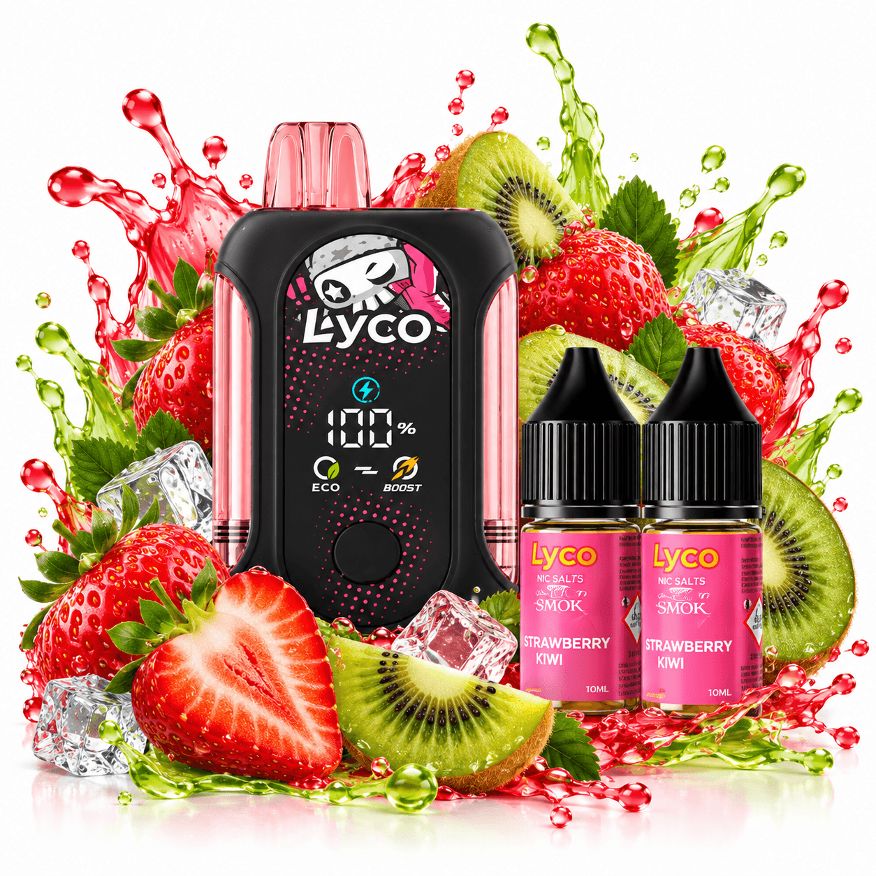 Lyco Mini Box Strawberry Kiwi 80K + 2 E-liquids 20mg Smok Disposable Vape