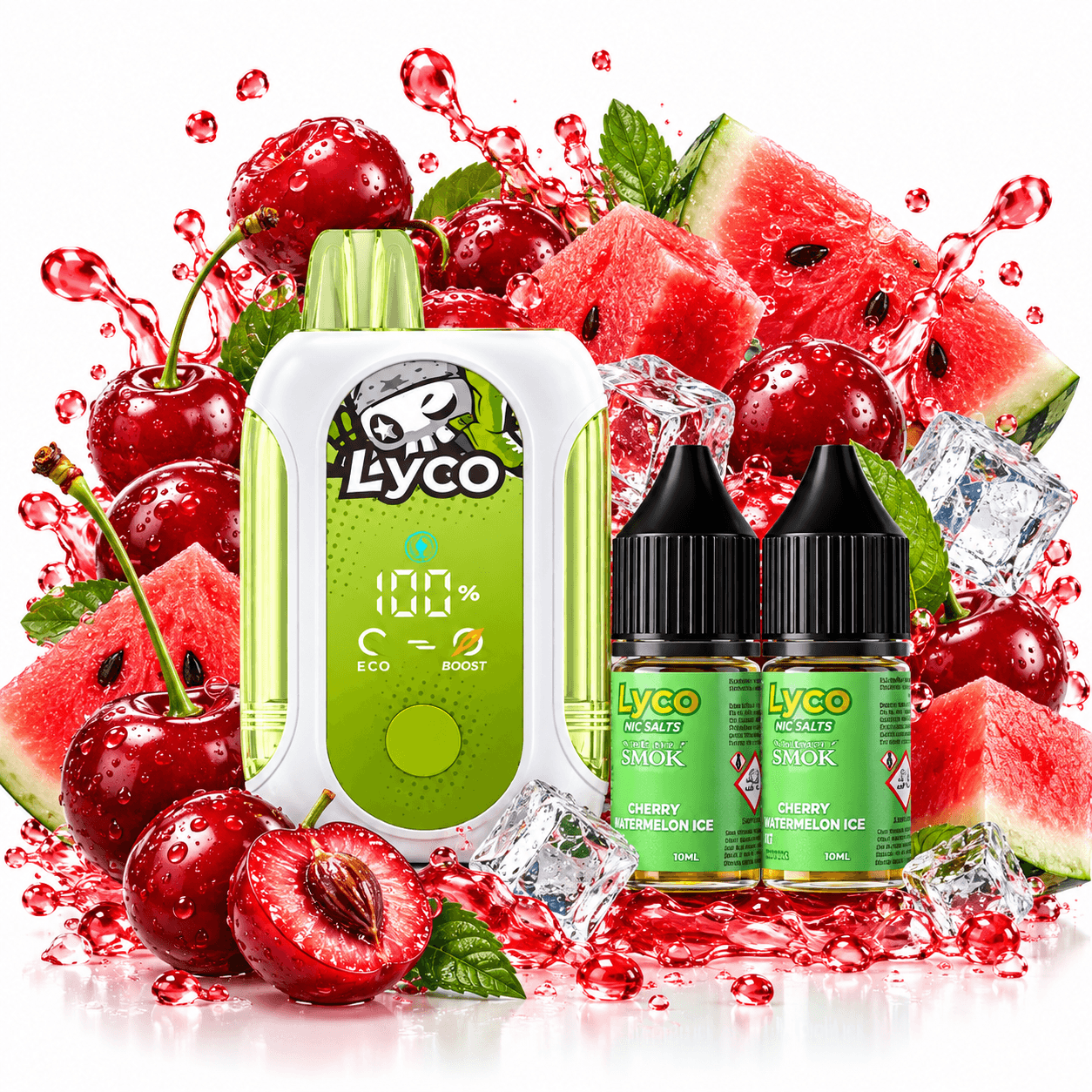 Lyco Mini Box Cherry Watermelon Ice 80K + 2 E-liquids 20mg Smok Disposable Vape