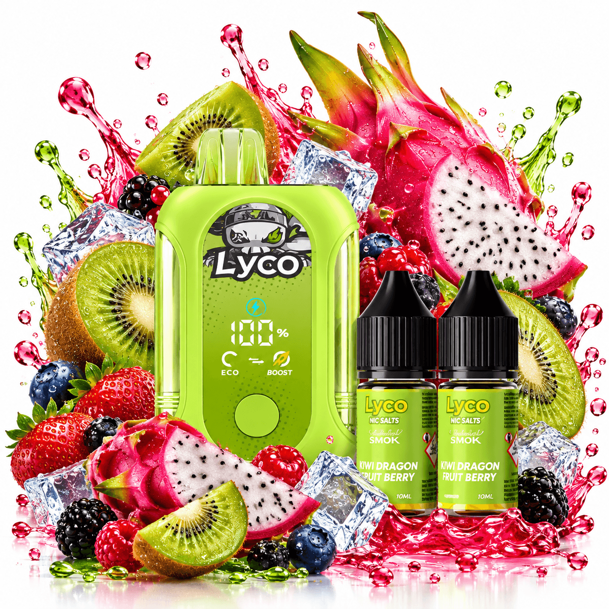 Lyco Mini Box Kiwi Dragon Fruit Berry 80K + 2 E-liquids 20mg Smok Disposable Vape