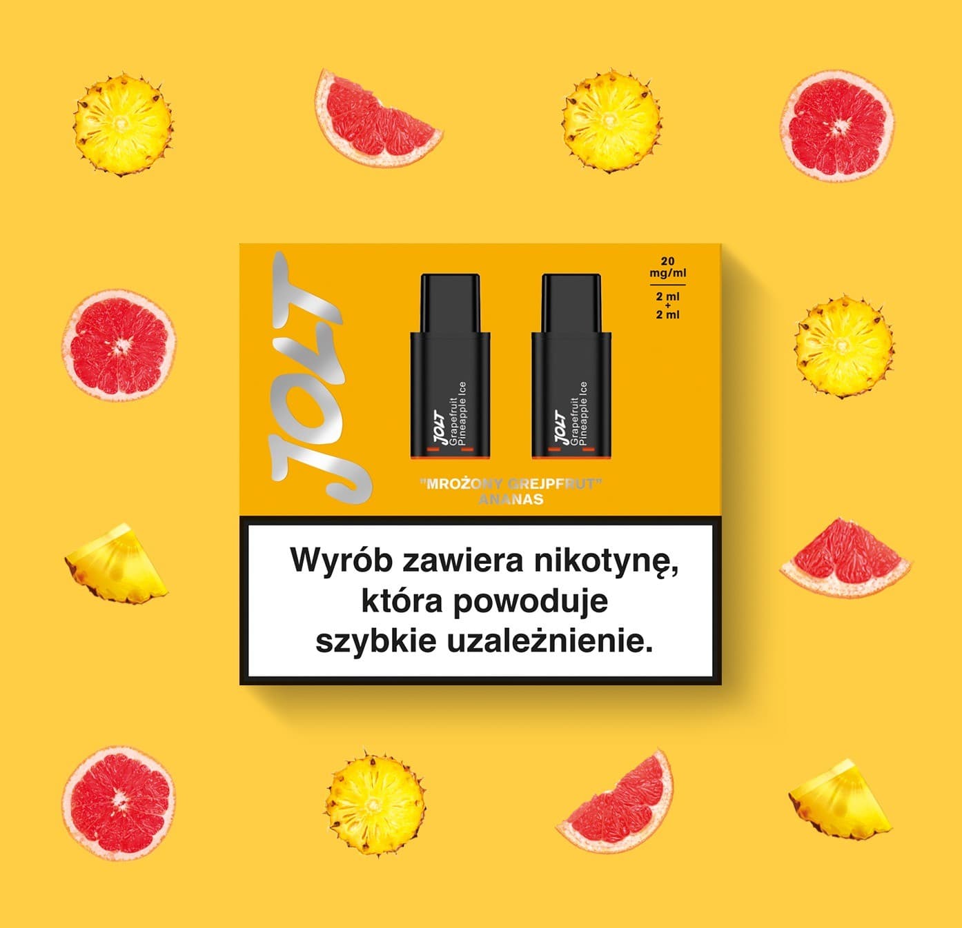 JOLT Vape Pod Cartridge Grapefruit Pineapple Ice 2ml 1200puffs 20mg 2pcs