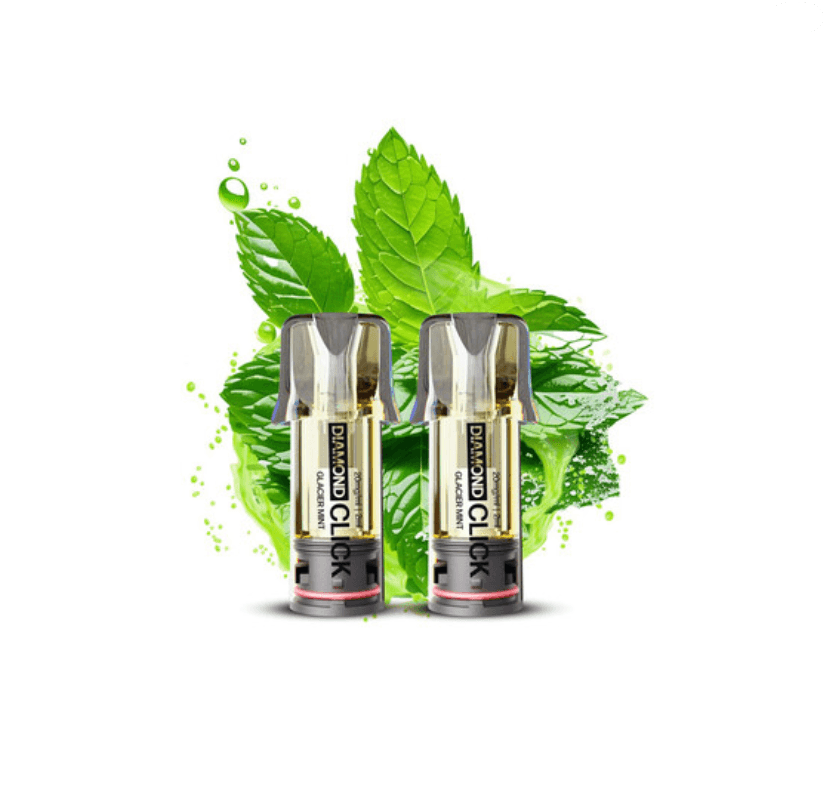Vapes Bars Diamond Click Pod Cartridge Glacier Mint 2pcs 20mg 1200 puffs