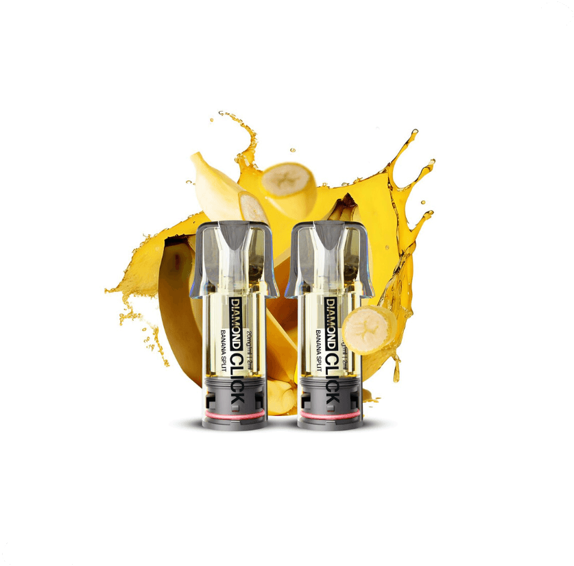 Vapes Bars Diamond Click Pod Cartridge Banana Split 2pcs 20mg 1200 puffs