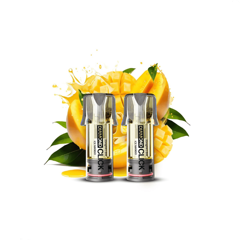 Vapes Bars Diamond Click Pod Cartridge Ice Mango 2pcs 20mg 1200 puffs
