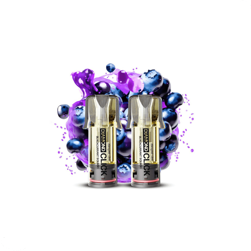 Vapes Bars Diamond Click Pod Cartridge Blackcurrant Squash 2pcs 20mg 1200 puffs