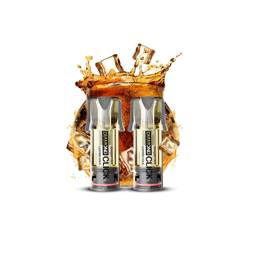 Vapes Bars Diamond Click Pod Cartridge Copper Cola 2pcs 20mg 1200 puffs