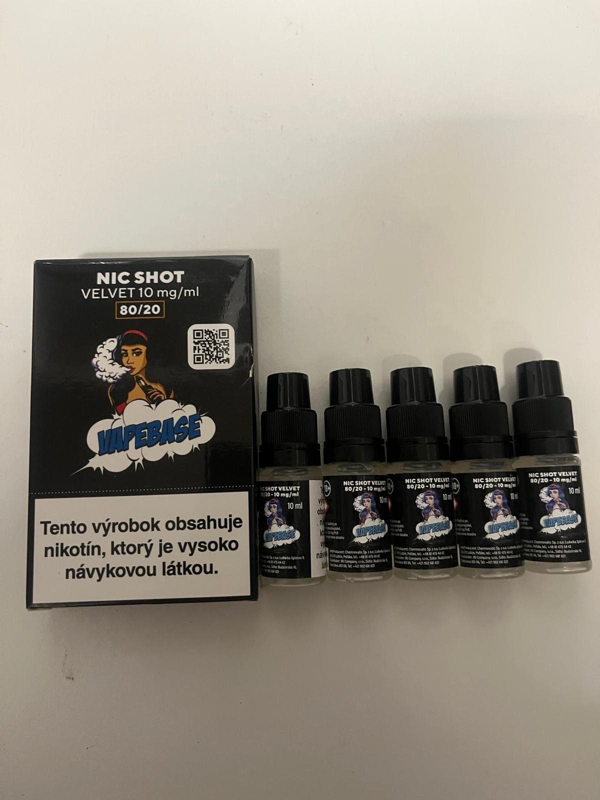 5pcs Nic Shot VELVET 10mg 10ml 80/20 - JRJ Vapebase