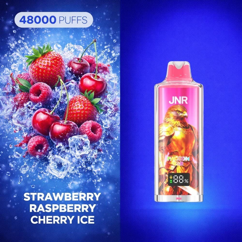 JNR Falcon Bar Strawberry Raspberry Cherry Ice 48000 puffs 20mg Disposable Vape