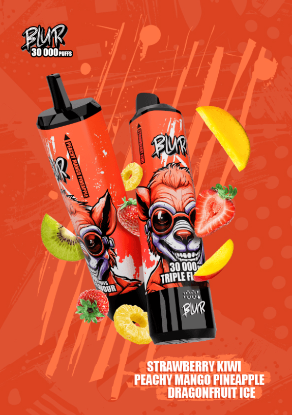 Blur 30K puffs 20mg Strawberry Kiwi, Peachy Mango Pineapple, Dragonfruit Ice
