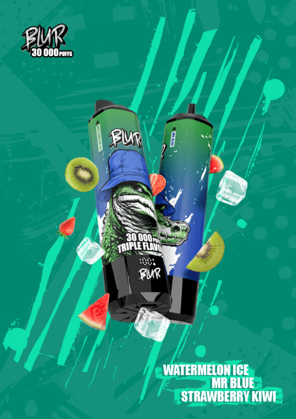 Blur 30K puffs 20mg Watermelon Ice, Mr Blue, Strawberry Kiwi