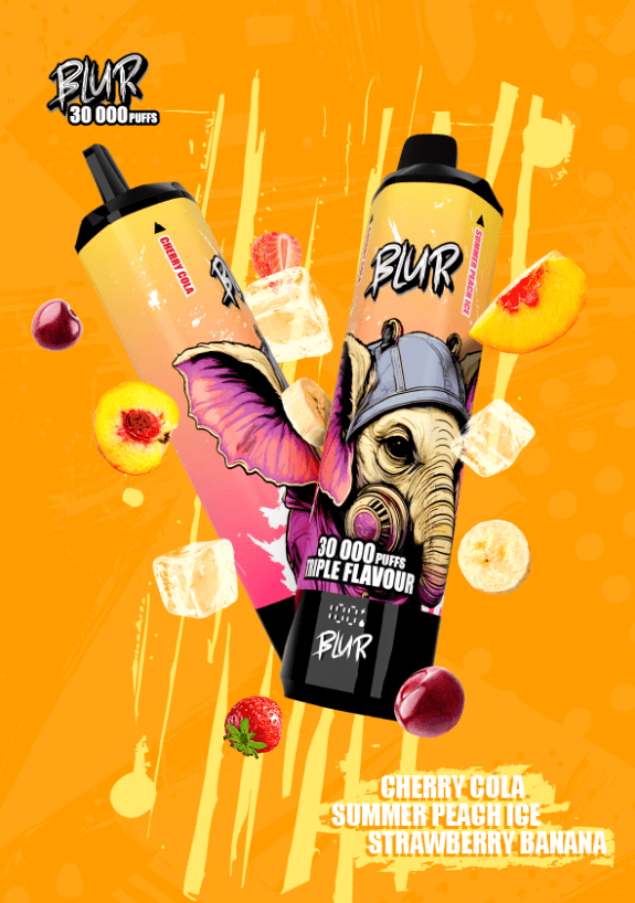Blur 30K puffs 20mg Cherry Cola, Summer Peach Ice, Strawberry Banana