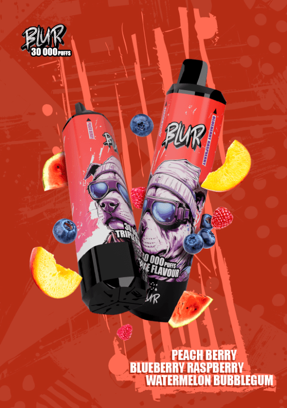Blur 30K puffs 20mg Peach Berry, Blueberry Raspberry, Watermelon Bubblegum