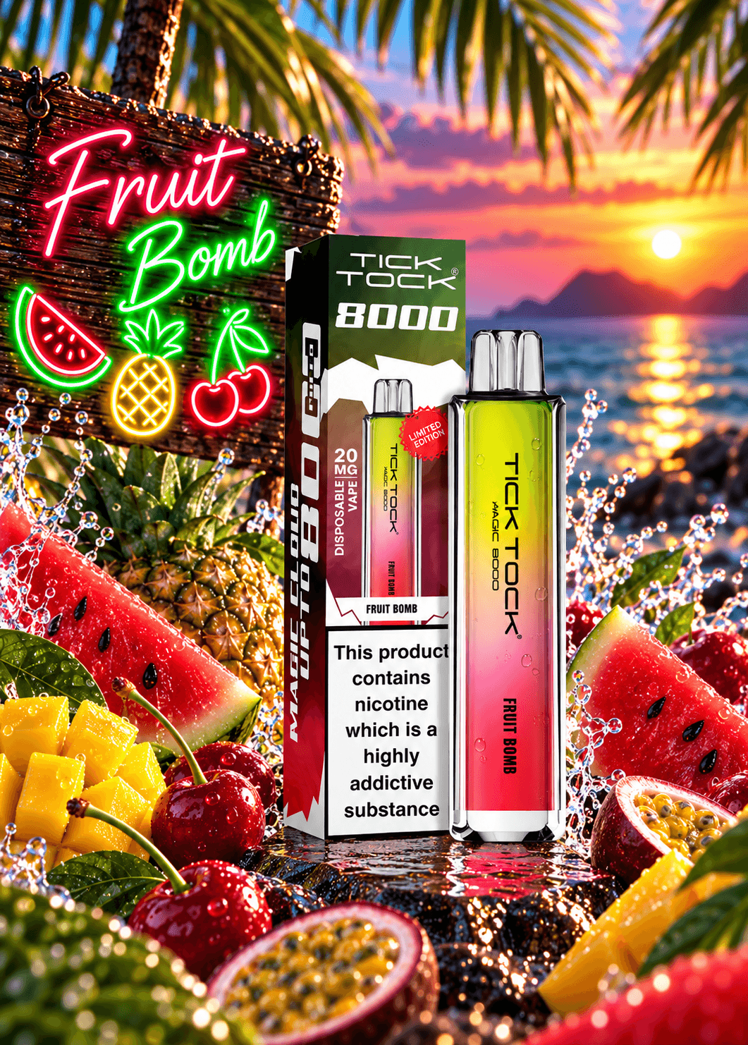 Tick Tock Fruit Bomb 8000 puffs 20mg Disposable Vape