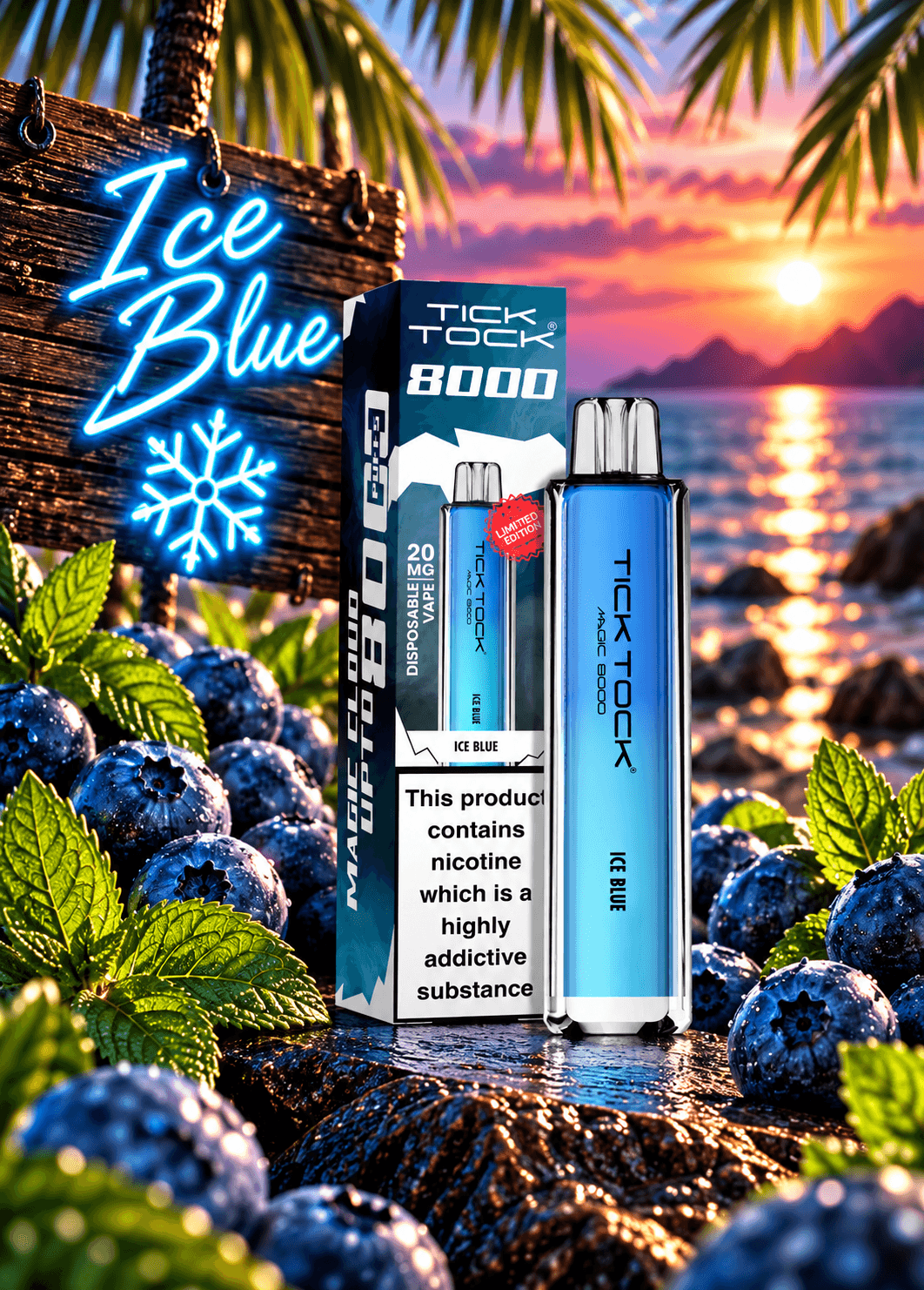 Tick Tock Ice Blue 8000 puffs 20mg Disposable Vape