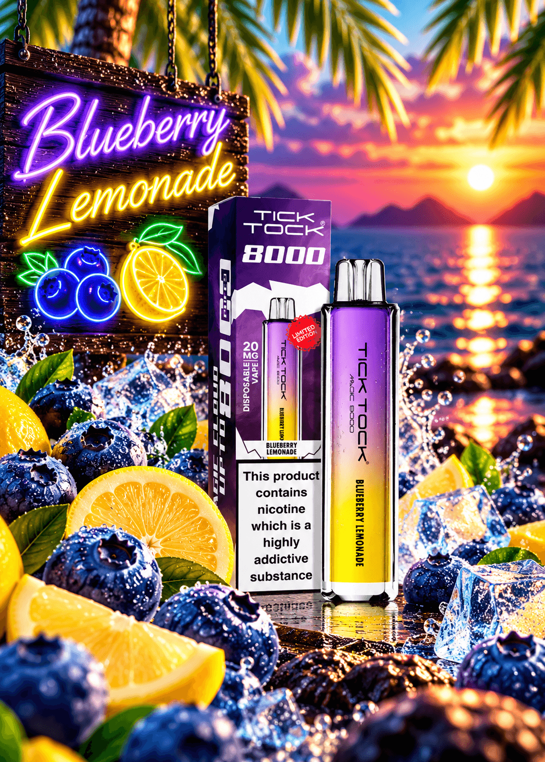 Tick Tock Blueberry Lemonade 8000 puffs 20mg Disposable Vape